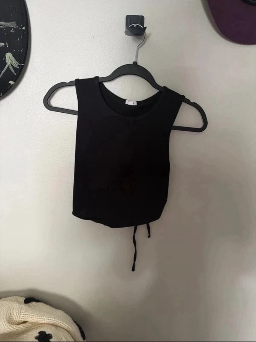 Garage Black Cropped Drawstring Tank Top